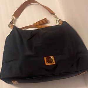 Navy and gold hardware leather Dooney and Bourke large purse